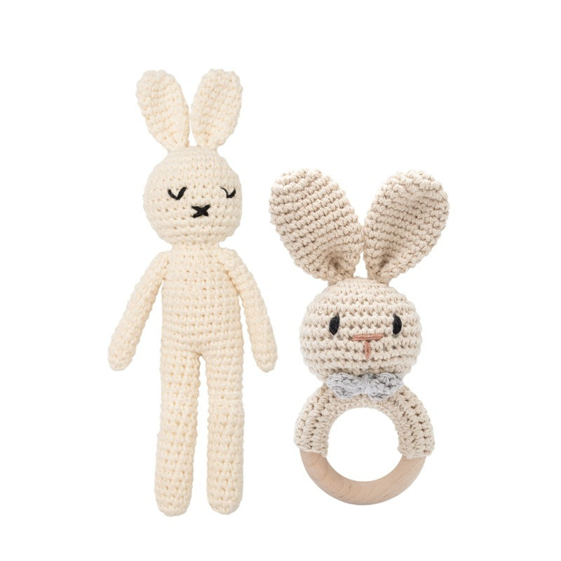 Handmade Doll Set Animal Crochet Rattle Baby Biteable Comfort Toy