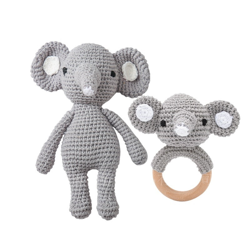 Handmade Doll Set Animal Crochet Rattle Baby Biteable Comfort Toy