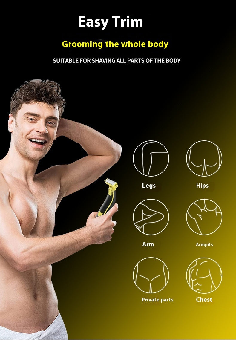 Amazon Hot Men's Body Hair Device Electric Shaver Chest Hair Leg Hair Shaver Men's Pogonotomy Shaver