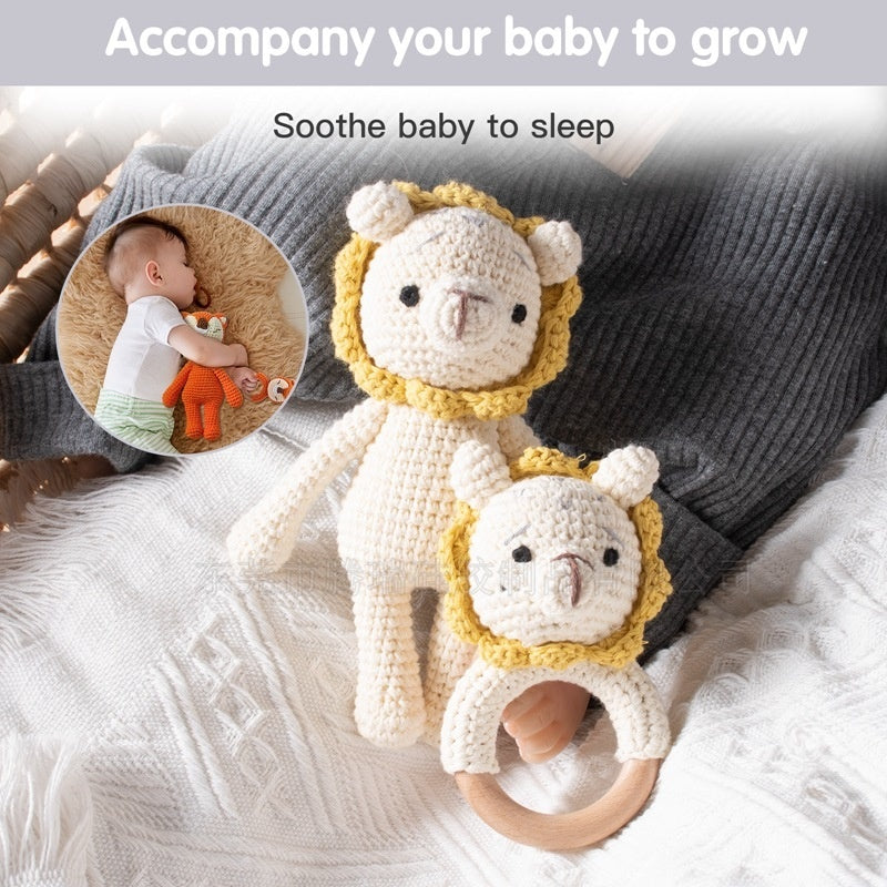 Handmade Doll Set Animal Crochet Rattle Baby Biteable Comfort Toy