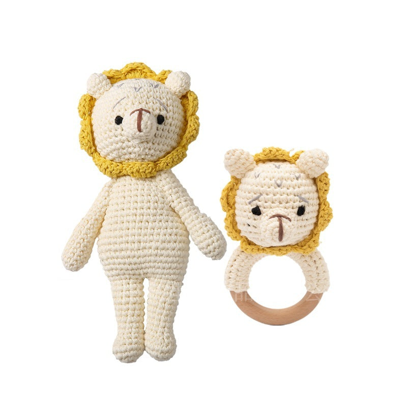 Handmade Doll Set Animal Crochet Rattle Baby Biteable Comfort Toy