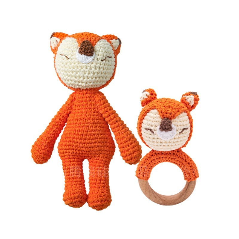 Handmade Doll Set Animal Crochet Rattle Baby Biteable Comfort Toy