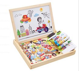 Wooden Magnetic Puzzle Toys Children Writing Drawing Board Learning Education Toys For Kids