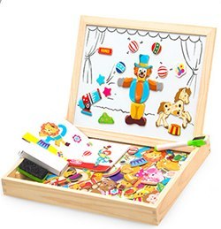 Wooden Magnetic Puzzle Toys Children Writing Drawing Board Learning Education Toys For Kids