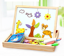 Wooden Magnetic Puzzle Toys Children Writing Drawing Board Learning Education Toys For Kids
