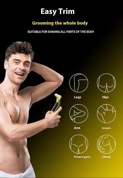 Amazon Hot Men's Body Hair Device Electric Shaver Chest Hair Leg Hair Shaver Men's Pogonotomy Shaver