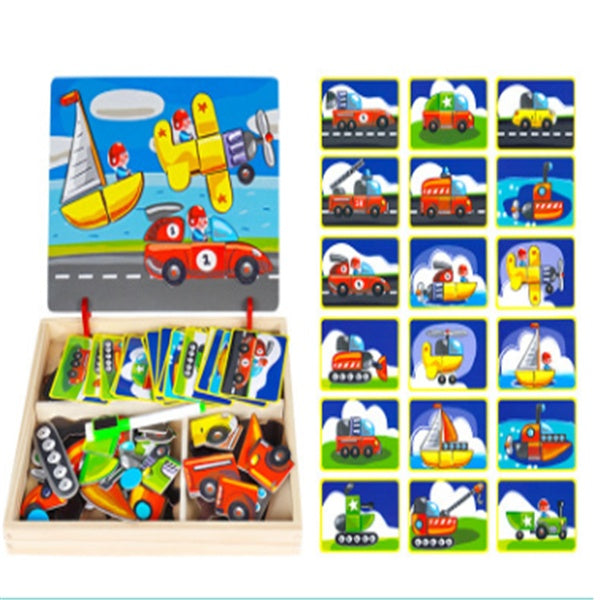 Wooden Magnetic Puzzle Toys Children Writing Drawing Board Learning Education Toys For Kids