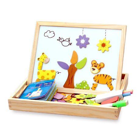 Wooden Magnetic Puzzle Toys Children Writing Drawing Board Learning Education Toys For Kids