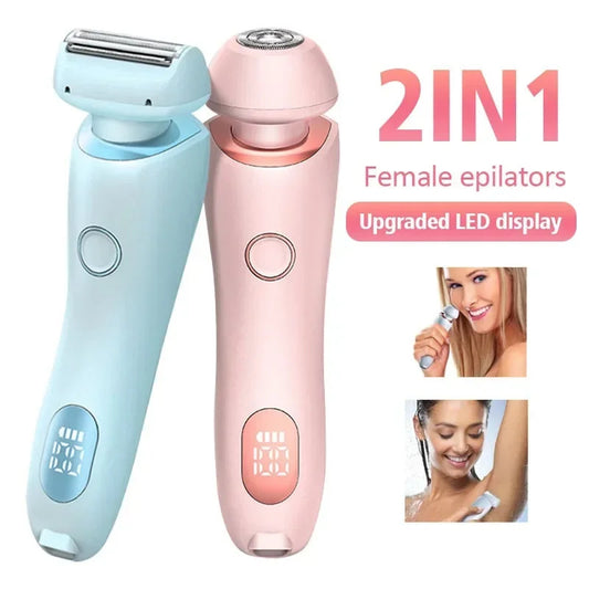 2 In 1 Hair Removal Epilator USB Rechargeable Trimmer Women Body Razor Face